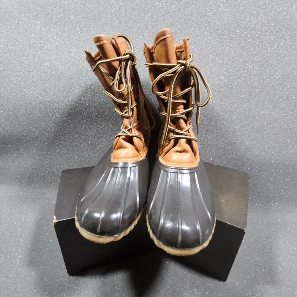 Sporto The Original Duck Boot Ariel Size 8 Tan & Black Mid Calf Winter rain